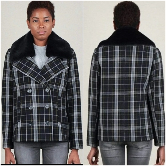 CURRENT AIR Anthro Plaid Double Breasted Coat - Picture 9 of 12